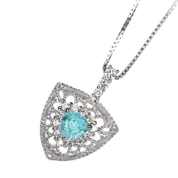 Pt900/ Pt850 パライバ トルマリン ダイヤモンド ペンダントネックレス