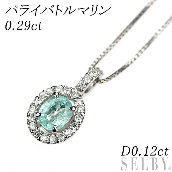 Pt900/ Pt850 パライバトルマリン ダイヤモンド ペンダントネックレス 0.29ct D0.12ct