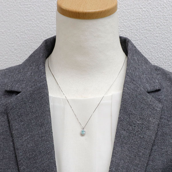Pt900/ Pt850 パライバトルマリン ダイヤモンド ペンダントネックレス 0.29ct D0.12ct