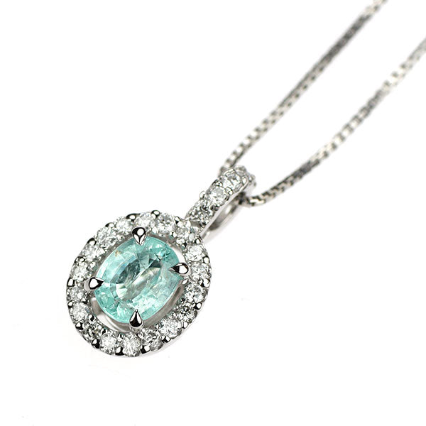Pt900/ Pt850 パライバトルマリン ダイヤモンド ペンダントネックレス 0.29ct D0.12ct