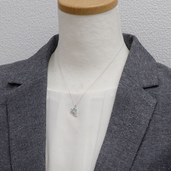 K18WG パライバトルマリン ダイヤモンド ペンダントネックレス 0.58ct D0.05ct