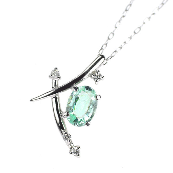 K18WG パライバトルマリン ダイヤモンド ペンダントネックレス 0.58ct D0.05ct