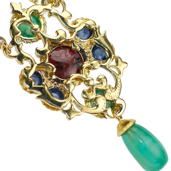 ジャンマリアブチェラッティ K18YG エメラルド ルビー/サファイア ペンダントネックレス ブレスレット付き