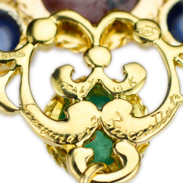 ジャンマリアブチェラッティ K18YG エメラルド ルビー/サファイア ペンダントネックレス ブレスレット付き