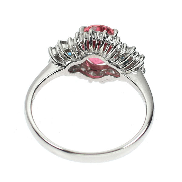 Pt900 ピンクトルマリン トリートブルー/カラーレス ダイヤモンド リング 1.27ct D0.45ct