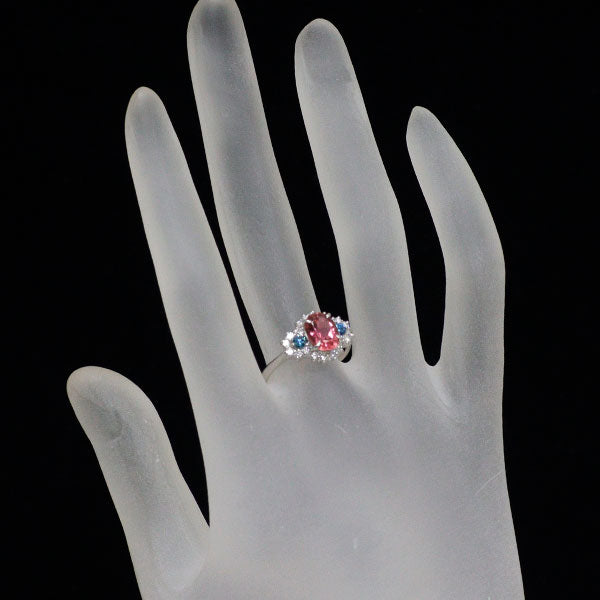 Pt900 ピンクトルマリン トリートブルー/カラーレス ダイヤモンド リング 1.27ct D0.45ct