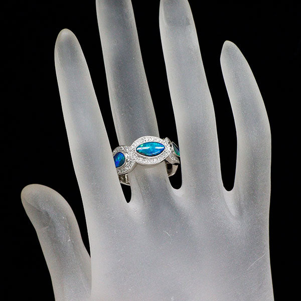 Pt900 ボルダーオパール ダイヤモンド リング 2.52ct D0.71ct