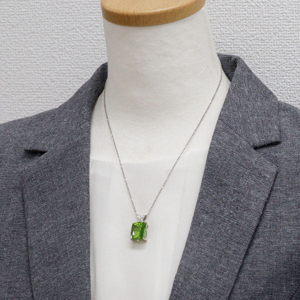 Pt900/Pt850 ペリドット ダイヤモンド ペンダントネックレス 11.81ct D0.03ct