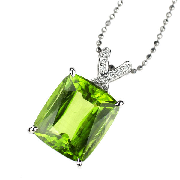 Pt900/Pt850 ペリドット ダイヤモンド ペンダントネックレス 11.81ct D0.03ct