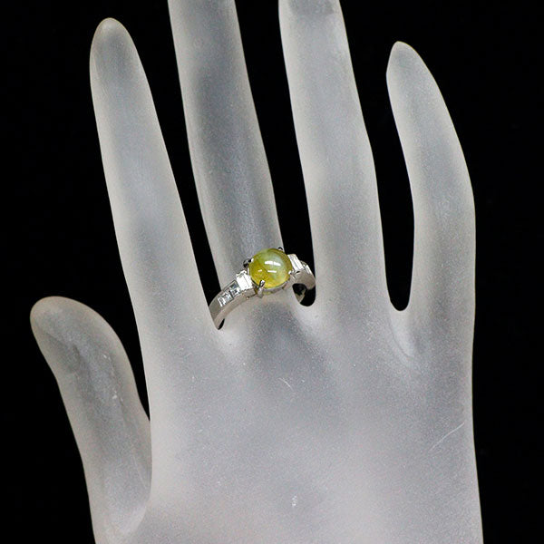 Pt900 クリソベリルキャッツアイ ダイヤモンド リング 2.73ct D0.67ct