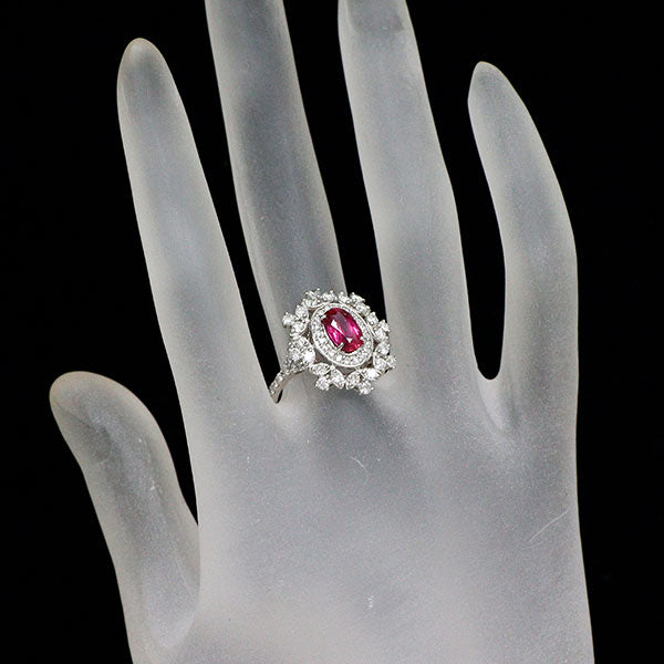 Pt950 タイ産 ルビー ダイヤモンド リング 1.25ct D1.07ct