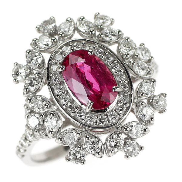 Pt950 タイ産 ルビー ダイヤモンド リング 1.25ct D1.07ct