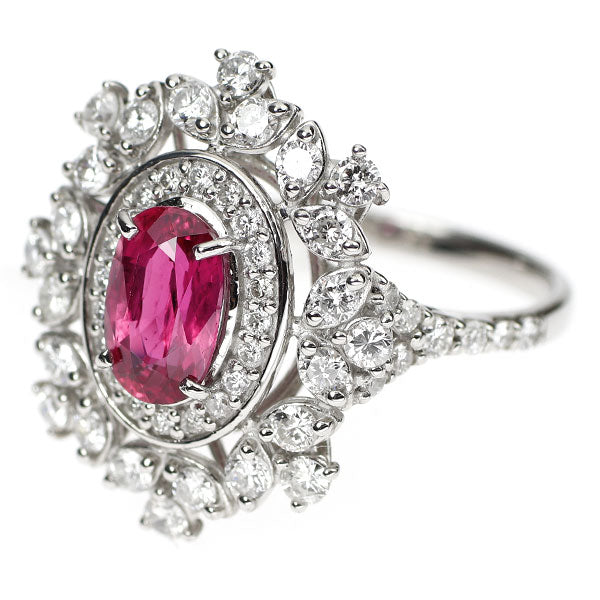 Pt950 タイ産 ルビー ダイヤモンド リング 1.25ct D1.07ct