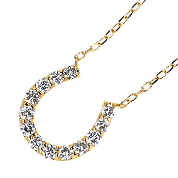 K18YG ダイヤモンド ペンダントネックレス 0.30ct 馬蹄