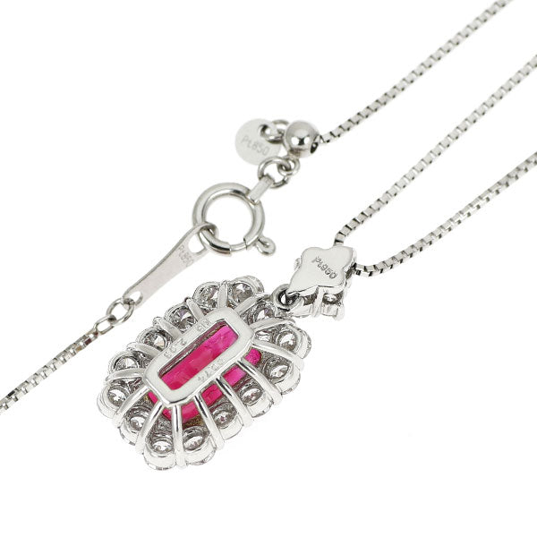 Pt950/K18YG/ Pt850 ビルマ/ミャンマー産 ピジョンブラッドルビー ダイヤモンド ペンダントネックレス 2.03ct D0.74ct