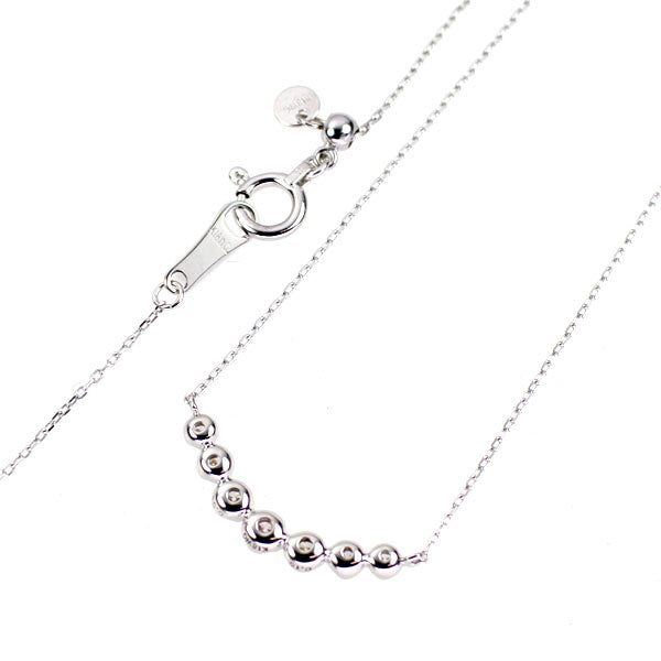K18WG 天然ピンク/カラーレス ダイヤモンド ペンダントネックレス 0.03ct D0.10ct
