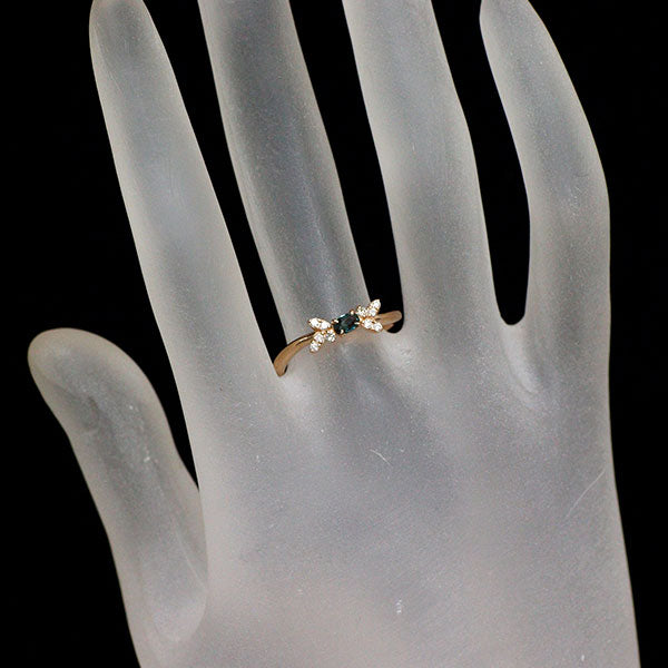 希少 K18PG アレキサンドライト ダイヤモンド リング 0.16ct D0.10ct