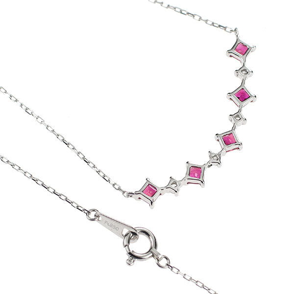 Pt850 ルビー ダイヤモンド ペンダントネックレス D0.08ct