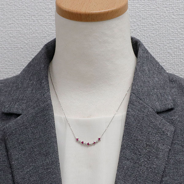 Pt850 ルビー ダイヤモンド ペンダントネックレス D0.08ct