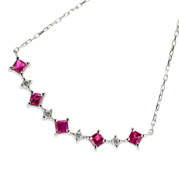 Pt850 ルビー ダイヤモンド ペンダントネックレス D0.08ct