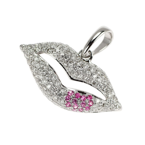 K18WG ダイヤモンド ピンクサファイア ペンダントトップ 0.56ct PS0.08ct