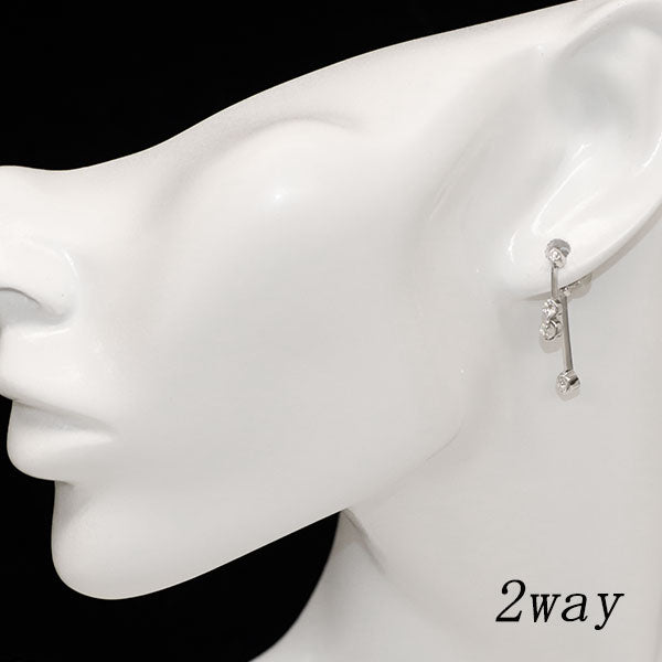 K18WG ダイヤモンド ピアス D0.52ct 2WAY チャーム付き