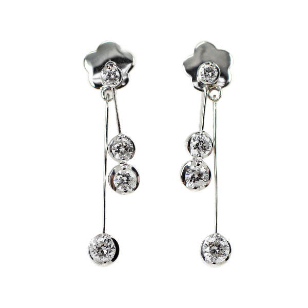K18WG ダイヤモンド ピアス D0.52ct 2WAY チャーム付き