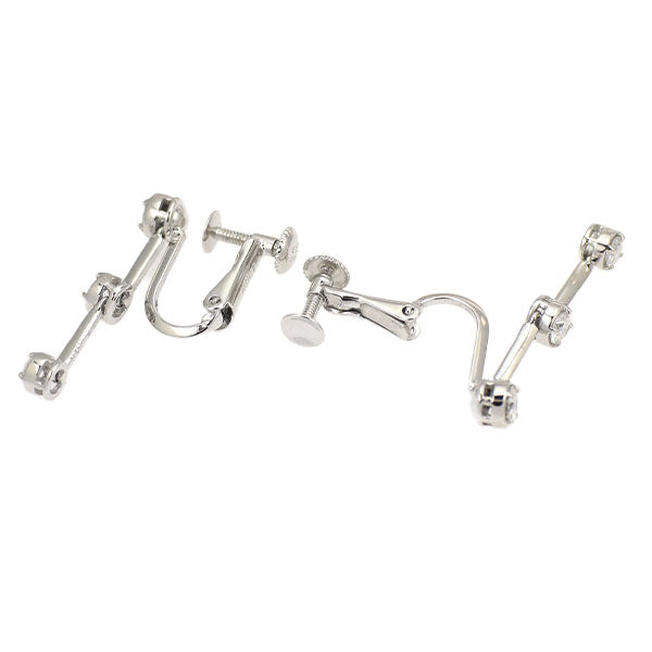 K18WG ダイヤモンド イヤリング 0.60ct スリーストーン
