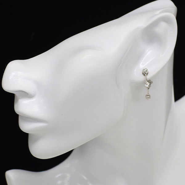 K18WG ダイヤモンド イヤリング 0.60ct スリーストーン