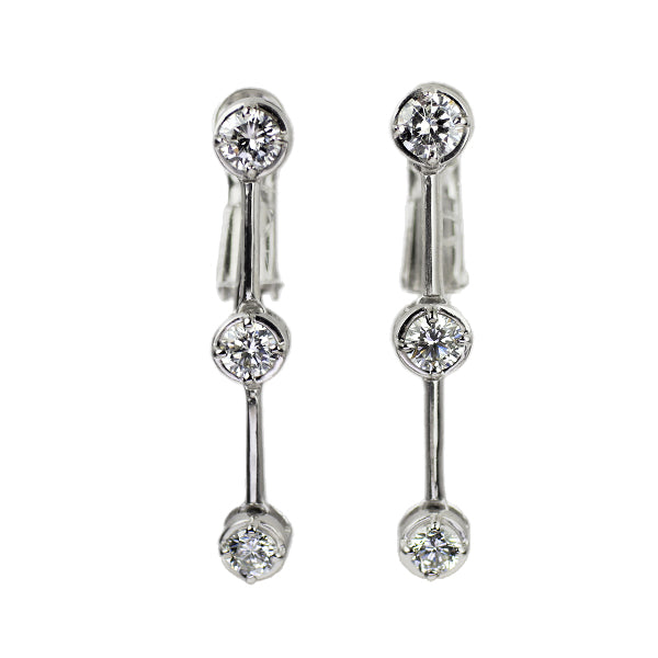 お値下げ♪18KWG スリーストーンダイヤモンド 合計0.10ct ピアス K18WG ダイヤモンド イヤリング 0.60ct スリーストーン