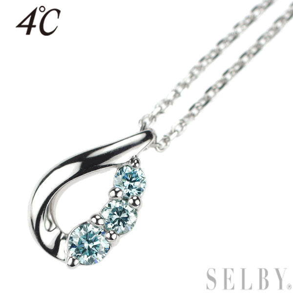 4℃ Pt850 トリートアイスブルー ダイヤモンド ペンダントネックレス