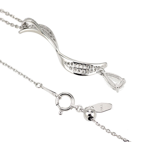 K18WG ペアシェイプ ダイヤモンド ペンダントネックレス 0.32ct D0