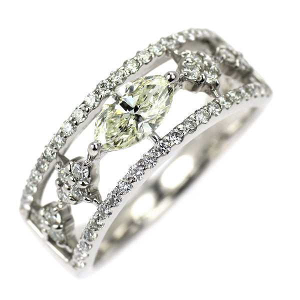 Pt950 マーキスカット ダイヤモンド リング 0.555ct D0.51ct