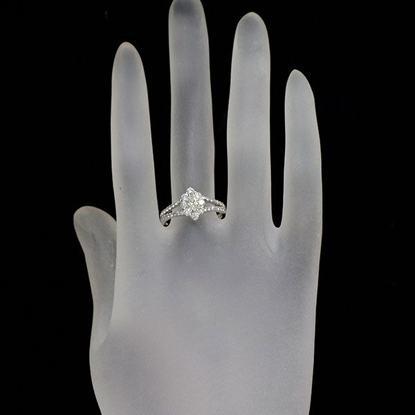 Pt900 マーキスカット ダイヤモンド リング 0.22ct D0.78ct