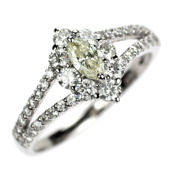 Pt900 マーキスカット ダイヤモンド リング 0.22ct D0.78ct