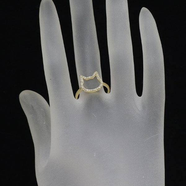 K18YG ダイヤモンド リング 0.16ct ネコ アニマル