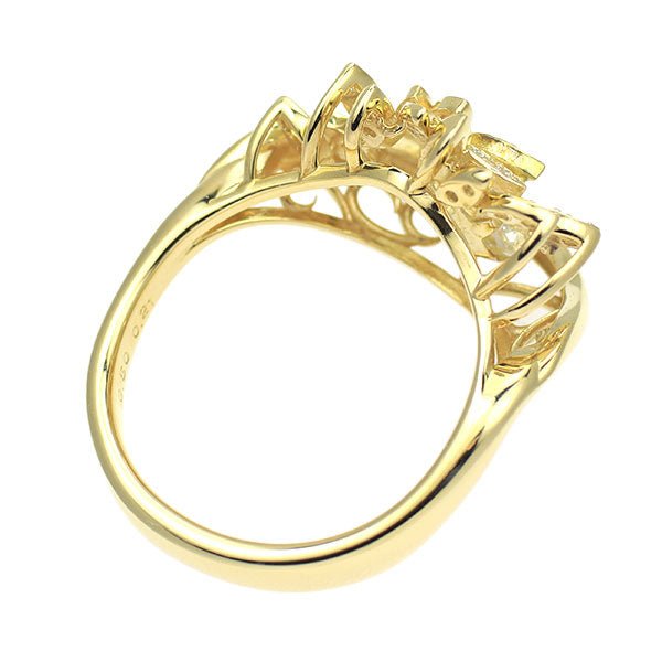 K18YG ダイヤモンド リング 0.50ct D0.21ct 植物 ダンシングデザイン
