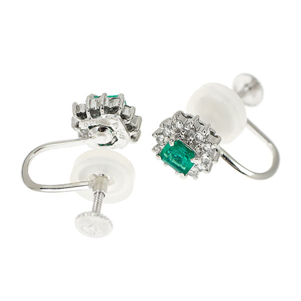 Pt900/ Pt850 エメラルド ダイヤモンド イヤリング 0.57ct D0.40ct