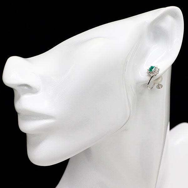 Pt900/ Pt850 エメラルド ダイヤモンド イヤリング 0.57ct D0.40ct