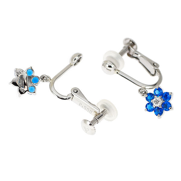 希少 Pt900 アウイナイト ダイヤモンド イヤリング 0.32ct D0.06ct フラワー