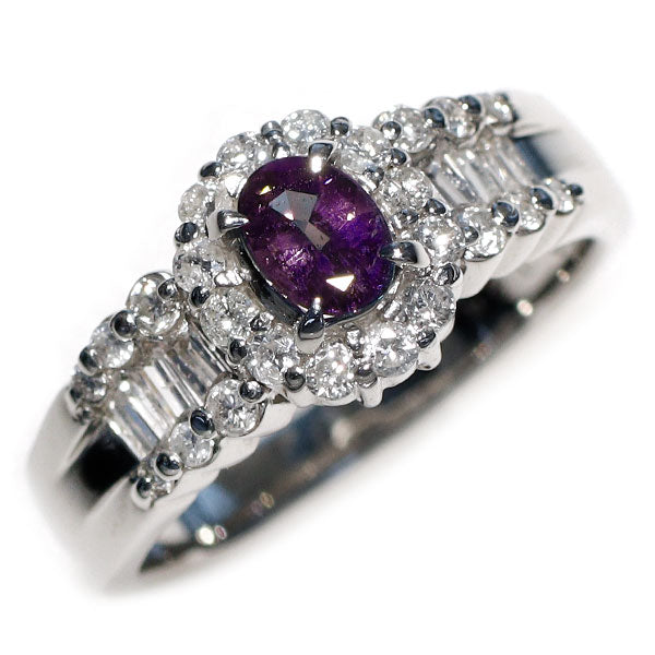 希少 Pt900 アレキサンドライト ダイヤモンド リング 0.34ct 0.58ct