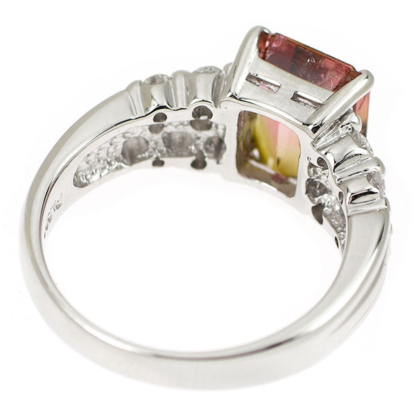 Pt900 ウォーターメロン/パーティーカラードトルマリン ダイヤモンド リング 2.75ct D0.45ct