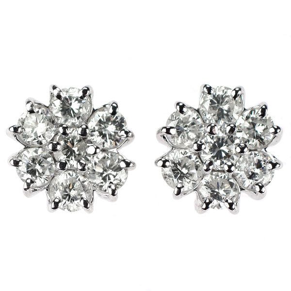Pt900 ダイヤモンド ピアス 1.00ct フラワー