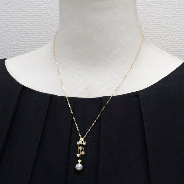 ミキモト K18YG アコヤ 真珠/パール ダイヤモンド ペンダントネックレス 径約7.7mm スター