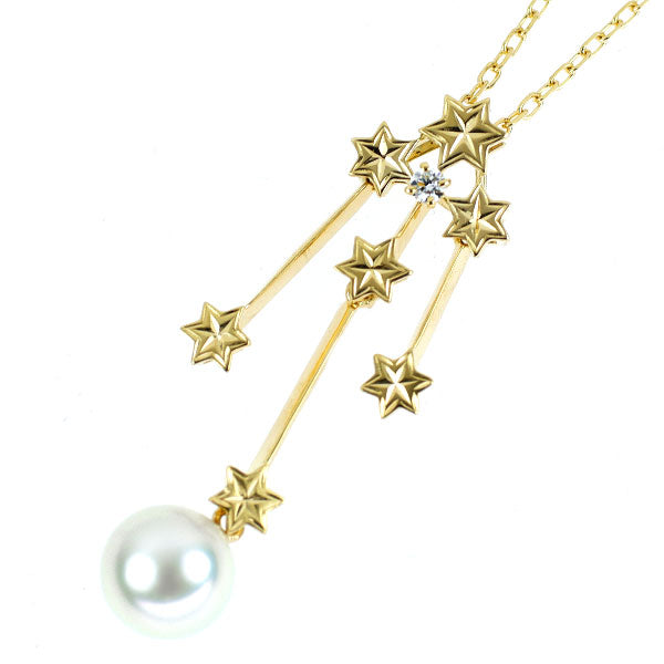ミキモト K18YG アコヤ 真珠/パール ダイヤモンド ペンダントネックレス 径約7.7mm スター