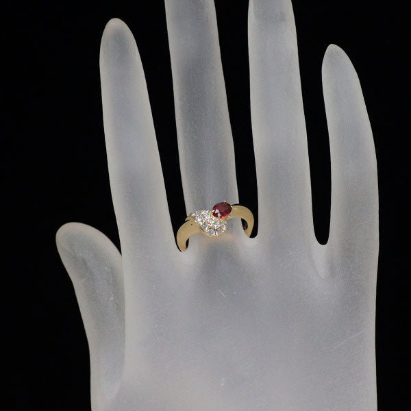 ミラショーン K18YG ルビー ダイヤモンド リング 0.65ct D0.42ct