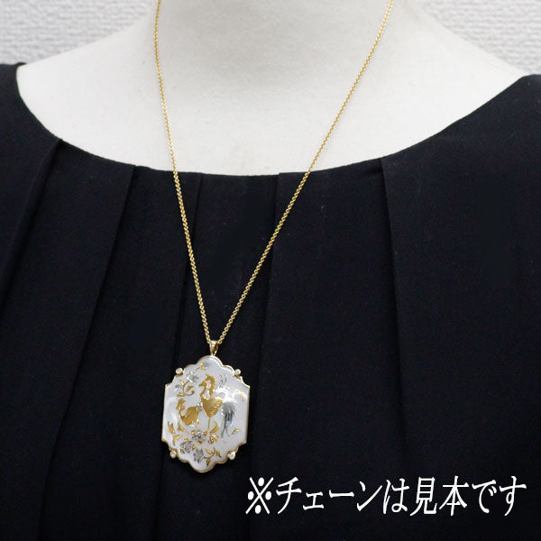K18YG シェル ダイヤモンド ブローチ兼ペンダントトップ  D0.13ct ピクウェ