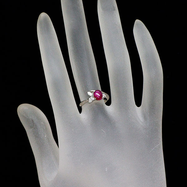 Pt900 スター ルビー ダイヤモンド リング 0.92ct D0.22ct