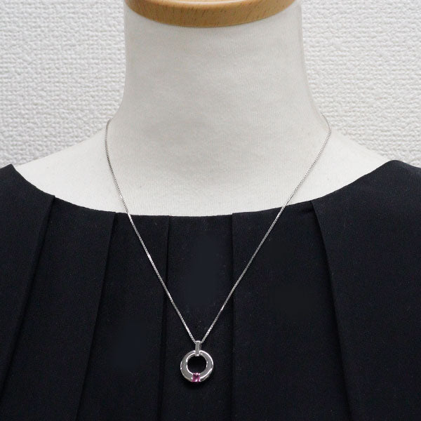 Pt900/ Pt850 ピンク サファイア ペンダントネックレス 0.40ct