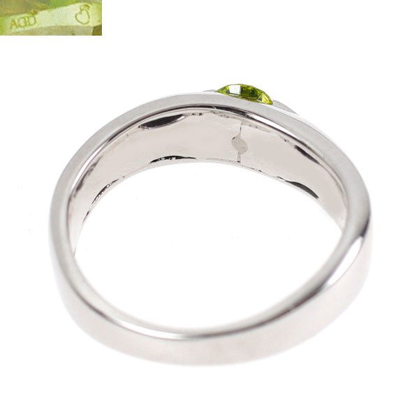 Pt900 アップルグリーン/カラーレス ダイヤモンド リング 0.232ct D0.21ct